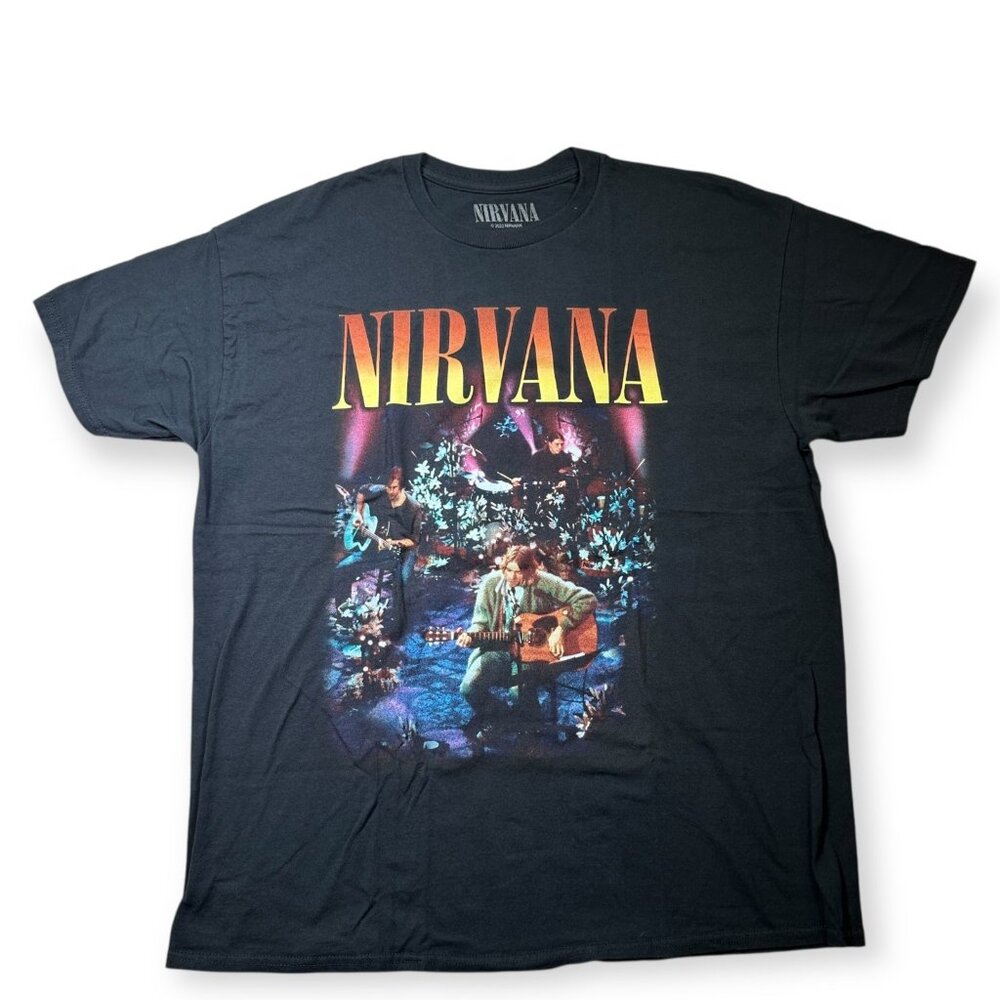 Nirvana Shirt M Med Black Tee MTV Unplugged Grunge Cobain‎